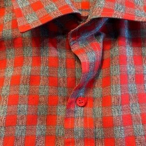 Red and Gray Checkered Men's Shirt
